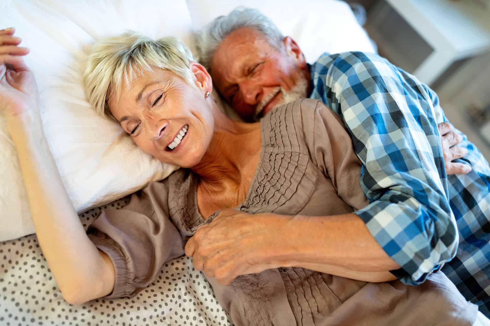 elderly couple sleeping