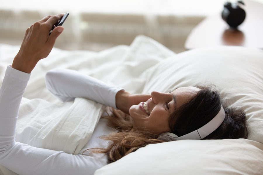 woman listening to music